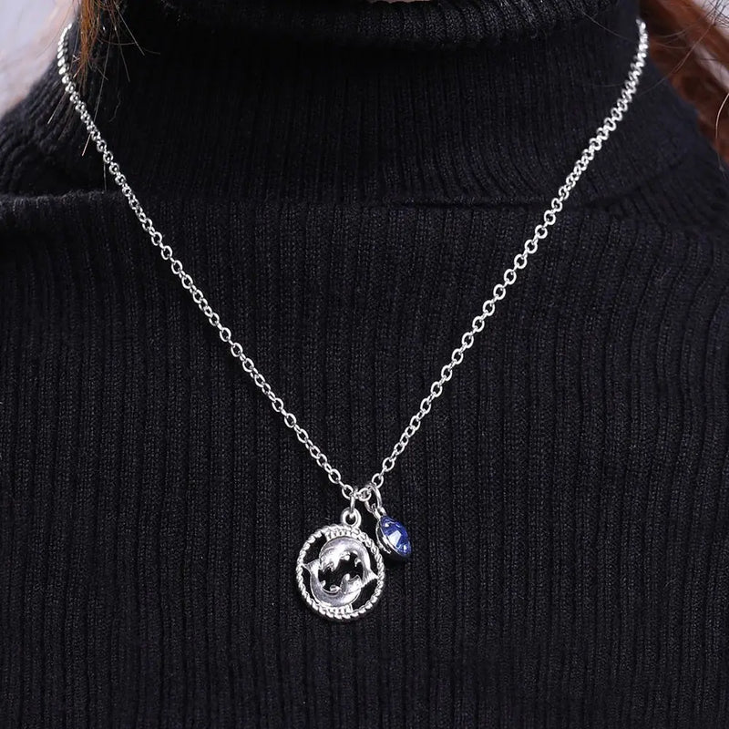 Skyrim Twelve Constellations Charm Necklace For Women Girl Zodiac Signs Jewelry Astrology Chokers Necklace Cancer Virgo Pisces 17