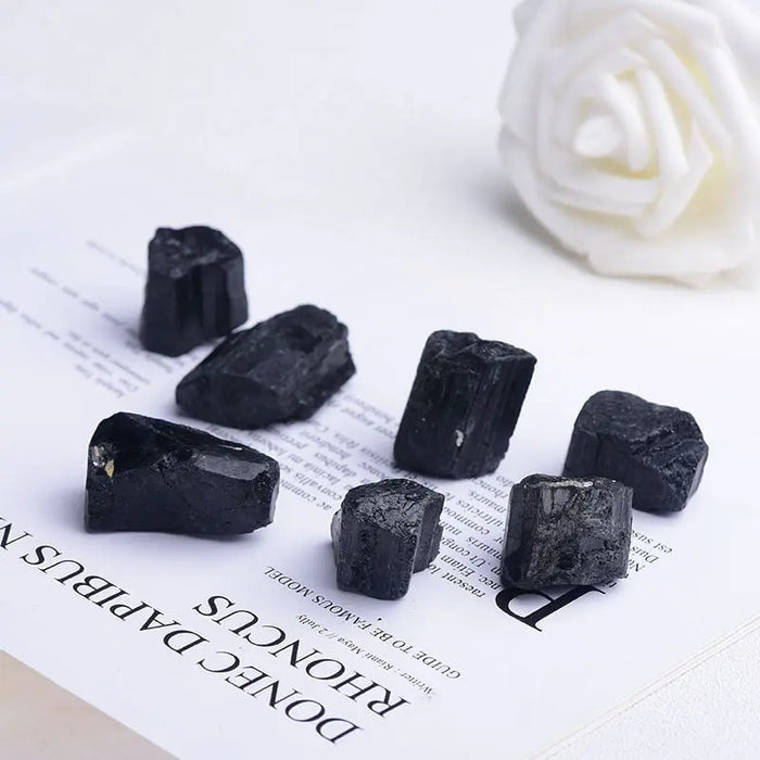 Natural Black Tourmaline Raw OreGem Mineral Specimens Irregular Crystals Redectromagnetic Radiation Deuce Elgaussing Energy Ston - Mystic Oasis Gifts