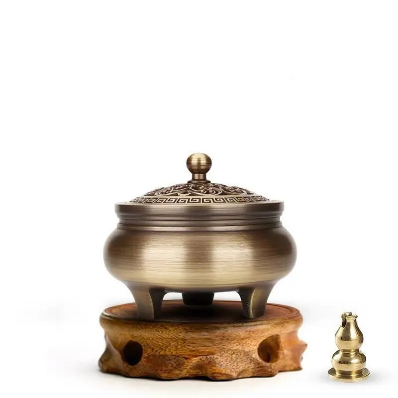 Indoor copper incense burner Aromatherapy Natural Aroma incense coil Fragrance censer holder room home decoration - Mystic Oasis Gifts