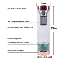 Natural  Crystal Elixir Bottles gemstone Glass  therapy stone Tea filter filter bottle Healing Crystal Infuser Energy cup - Mystic Oasis Gifts