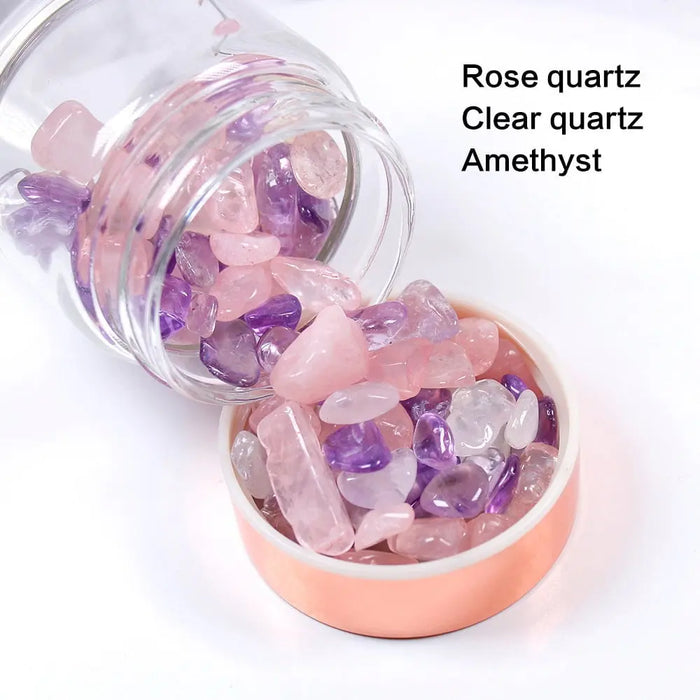 Natural  Crystal Elixir Bottles gemstone Glass  therapy stone Tea filter filter bottle Healing Crystal Infuser Energy cup - Mystic Oasis Gifts