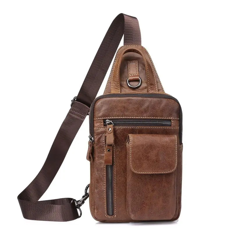WESTAL genuine leather men&#39;s sling chest bag messenger bag men&#39;s shoulder bags travel daypack summer designer crossbody bags - Mystic Oasis Gifts