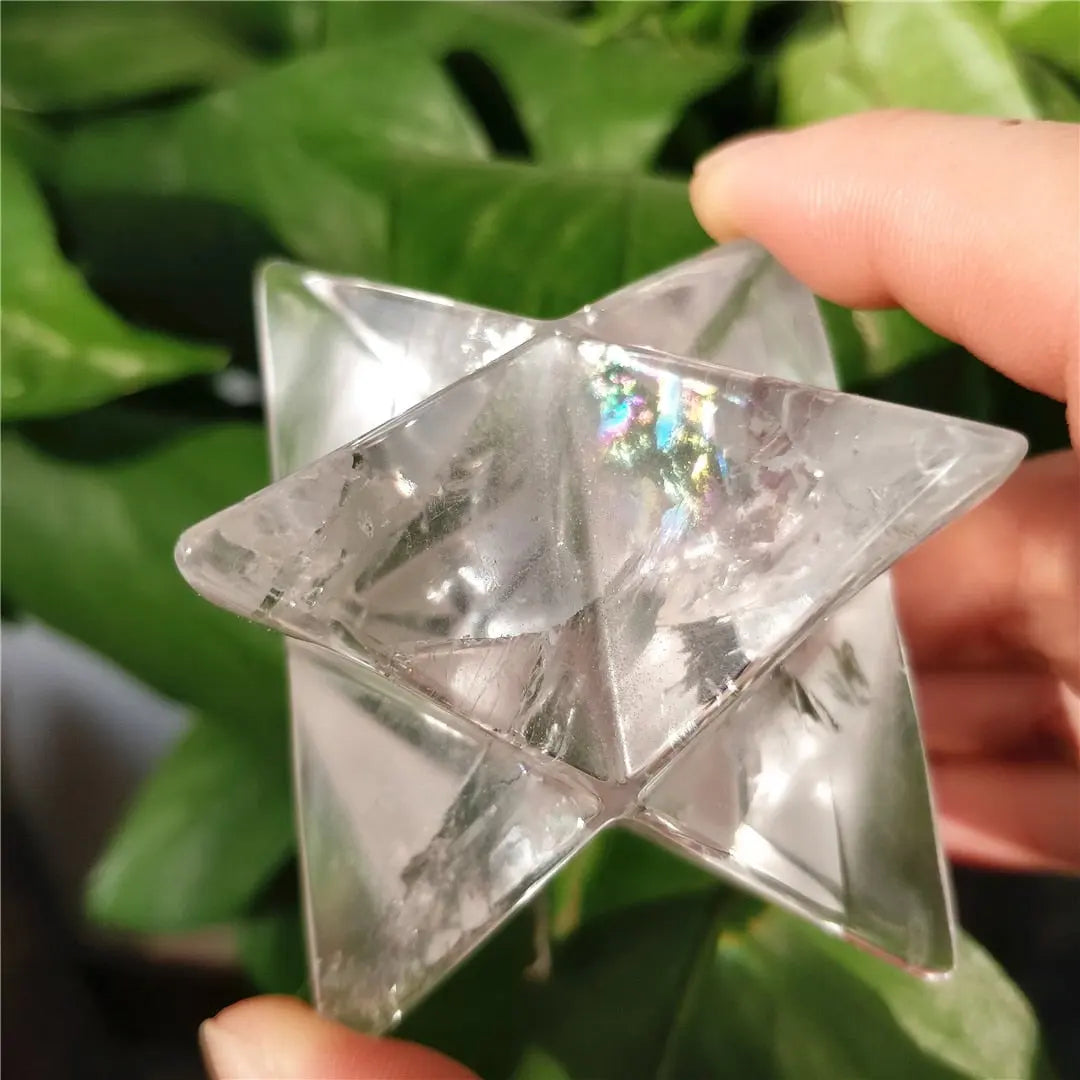 Natural Clear Crystal Merkaba Pendulum Crystal Stones Merkaba Stars Energy Minerals Jewelry Healing Decoration - Mystic Oasis Gifts