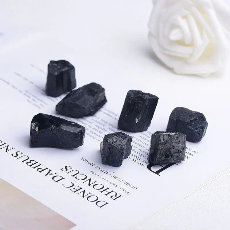 Natural Black Tourmaline Raw OreGem Mineral Specimens Irregular Crystals Redectromagnetic Radiation Deuce Elgaussing Energy Ston - Mystic Oasis Gifts