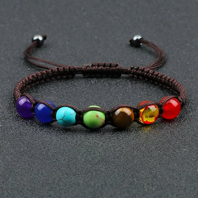 7 Chakra Healing Beaded Bracelet Reiki Prayer Balance Beads Bracelet Handmade Braided Bangles For Women Men Adjustable Jewelry - Mystic Oasis Gifts