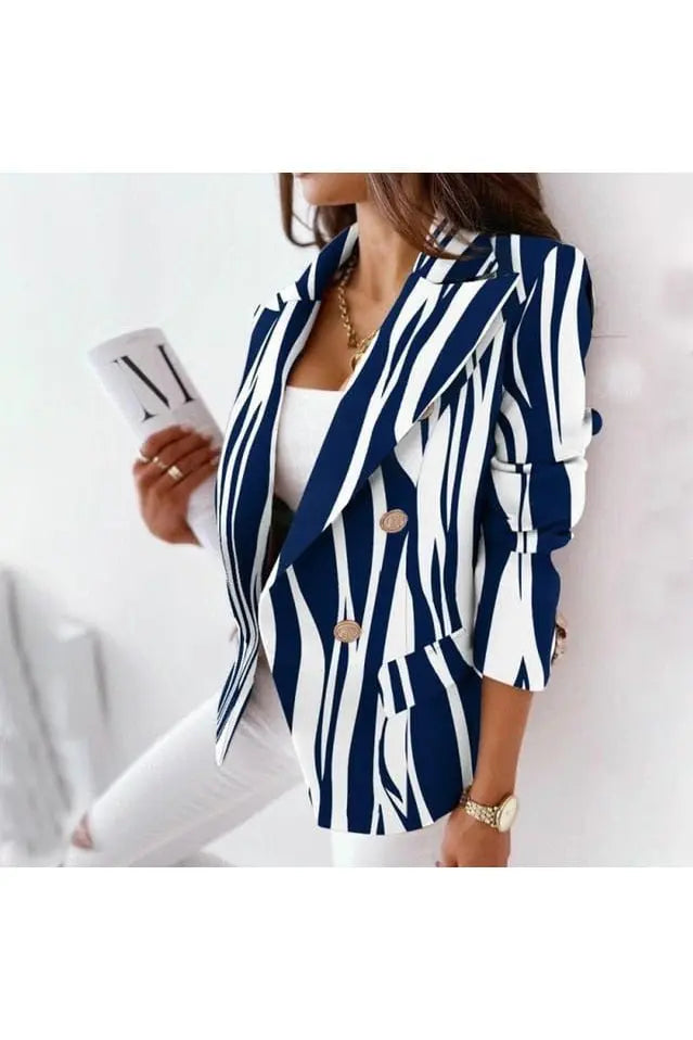 Autumn Office Lady Elegant Blazer Coats Fashion Turn-Down Collar Women Outerwear Spring Casual Simple Long Sleeve Jackets printe - Mystic Oasis Gifts