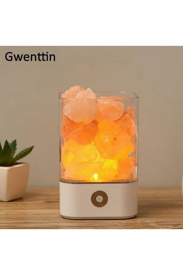 Crystal Natural Himalayan Salt Lamp USB Led Multicolor Night Light Table Lava Lamps for Bedroom Bedside Fixture Christmas Decor - Mystic Oasis Gifts