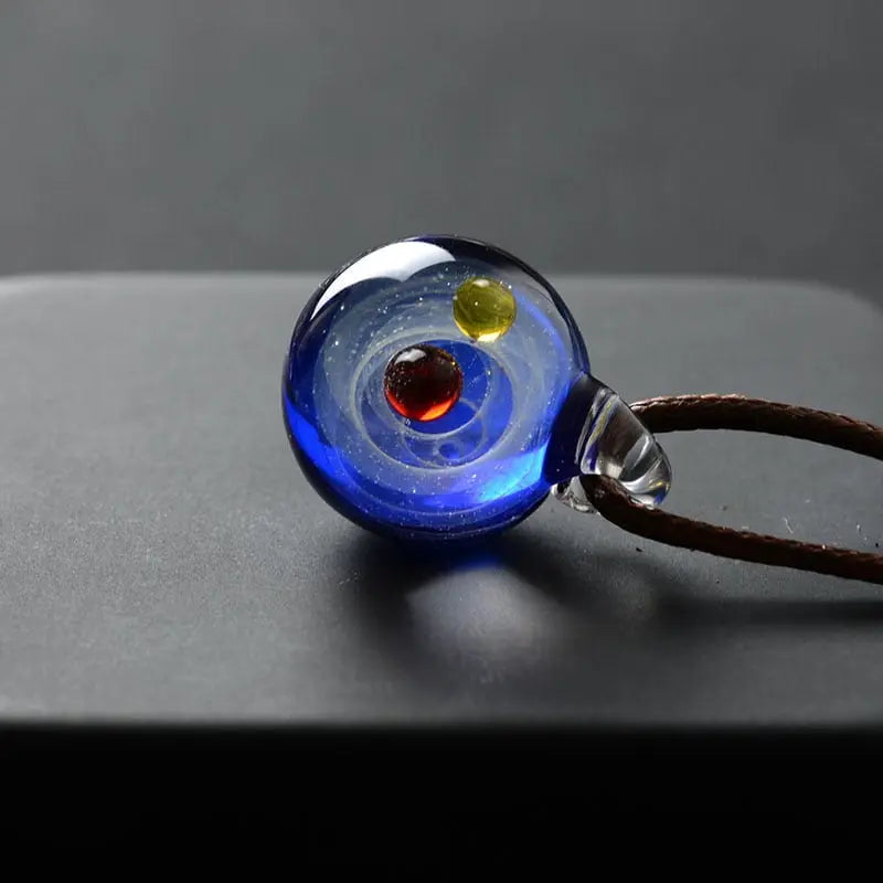 BOEYCJR Universe Glass Bead Planets Pendant Necklace Galaxy Rope Chain Solar System Design Necklace for Women - Mystic Oasis Gifts