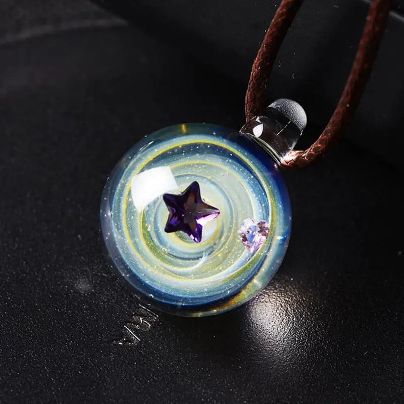 BOEYCJR Universe Glass Bead Planets Pendant Necklace Galaxy Rope Chain Solar System Design Necklace for Women - Mystic Oasis Gifts