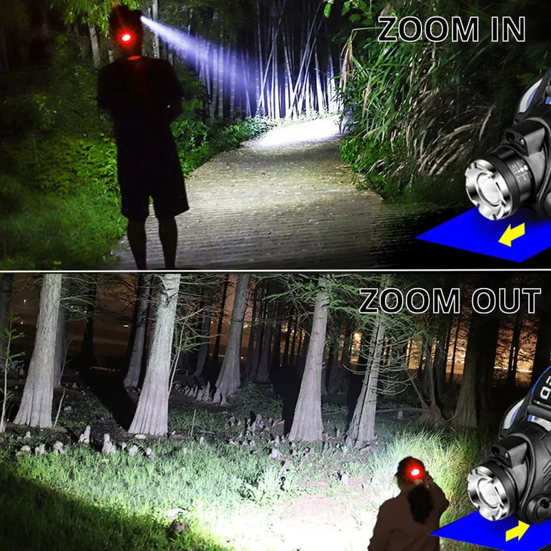 LED Headlamp Fishing Headlight T6/L2/V6 3 Modes Zoomable Waterproof Super bright camping light Powered by 2x18650 batteries - Mystic Oasis Gifts