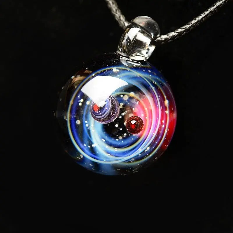 BOEYCJR Universe Glass Bead Planets Pendant Necklace Galaxy Rope Chain Solar System Design Necklace for Women - Mystic Oasis Gifts